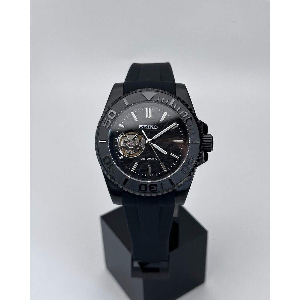 Custom Seiko Mod • Full black Open-Heart Yachtmaster • 40mm